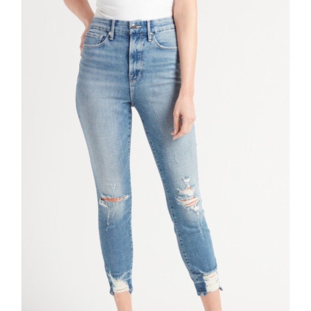 Good American Good Waist Crop with Chewed Hem